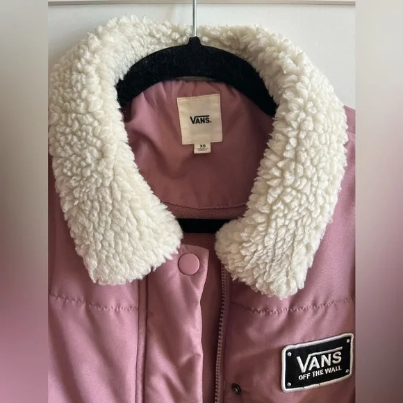 Vans Fawner Puffer Jacket/Sherpa Collar - Light Pink - XS - Picture 3 of 8